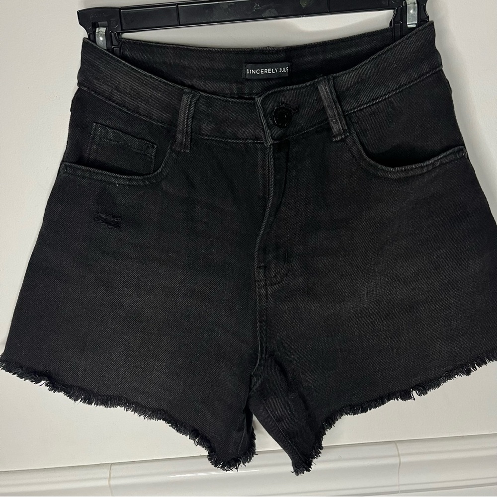 Black High-waisted Denim Shorts